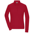 Polo Ladies Workwear-maniche lunghe rosso / XS - personalizzabile con logo