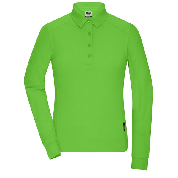 Polo Ladies Workwear-maniche lunghe verde / XS - personalizzabile con logo