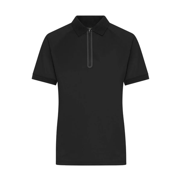 Polo Ladies Zip nero / XS - personalizzabile con logo