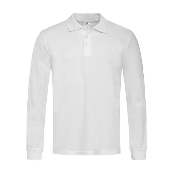Polo Long Sleeve bianco / S - personalizzabile con logo