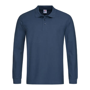 Polo Long Sleeve blu / S - personalizzabile con logo