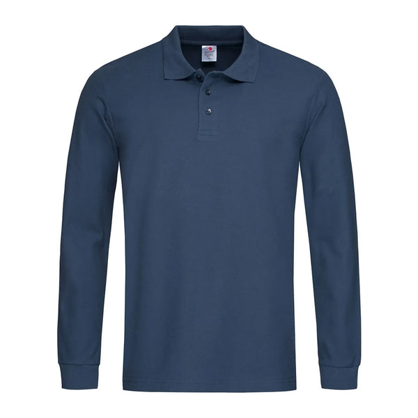 Polo Long Sleeve blu / S - personalizzabile con logo