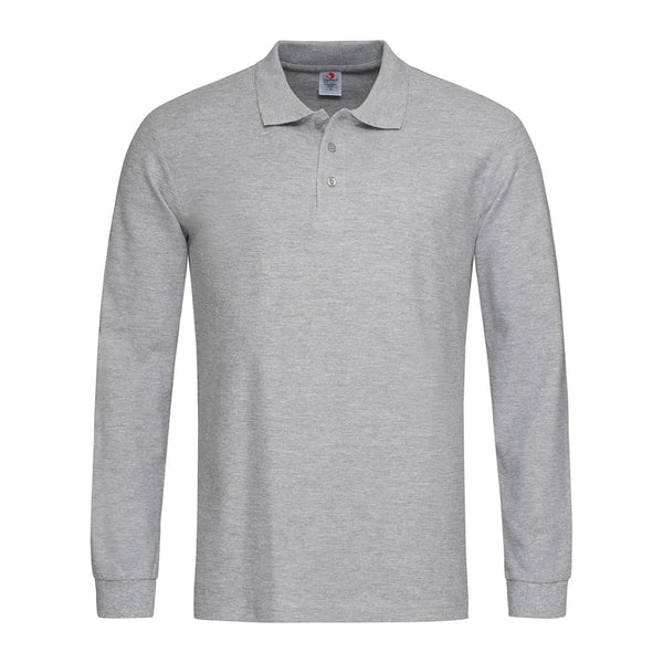 Polo Long Sleeve grigio / S - personalizzabile con logo