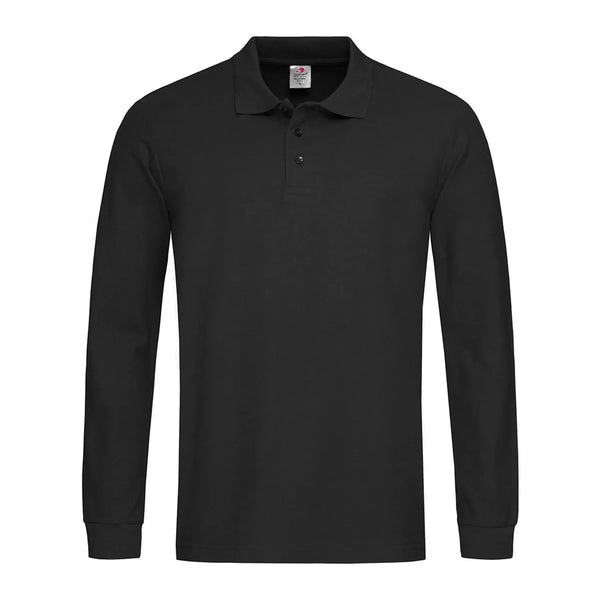 Polo Long Sleeve nero / S - personalizzabile con logo