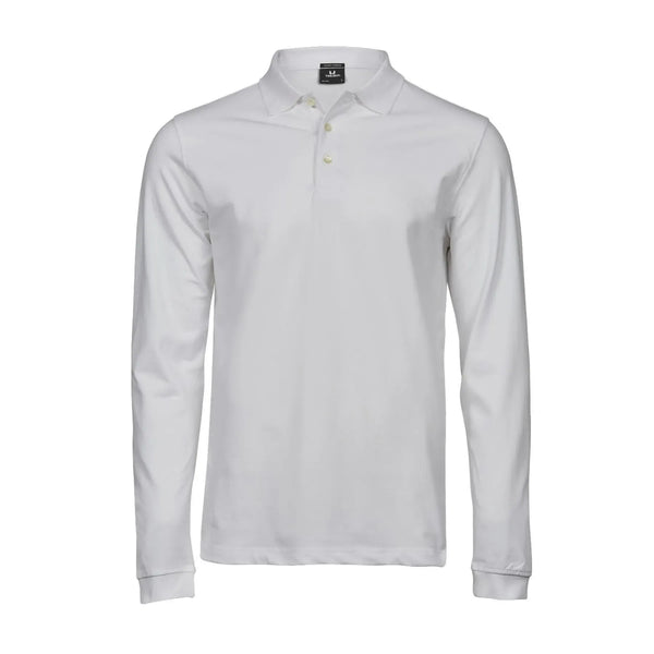 Polo Luxury Stretch Long Sleeve bianco / S - personalizzabile con logo