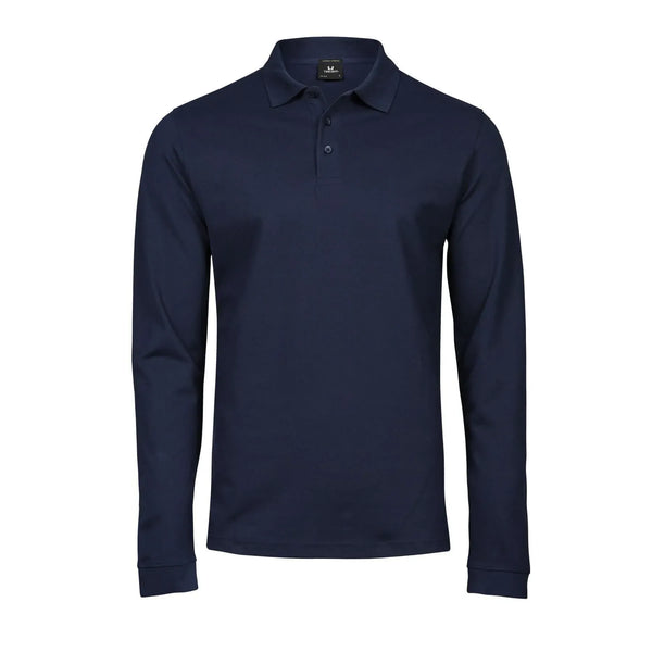 Polo Luxury Stretch Long Sleeve blu / S - personalizzabile con logo