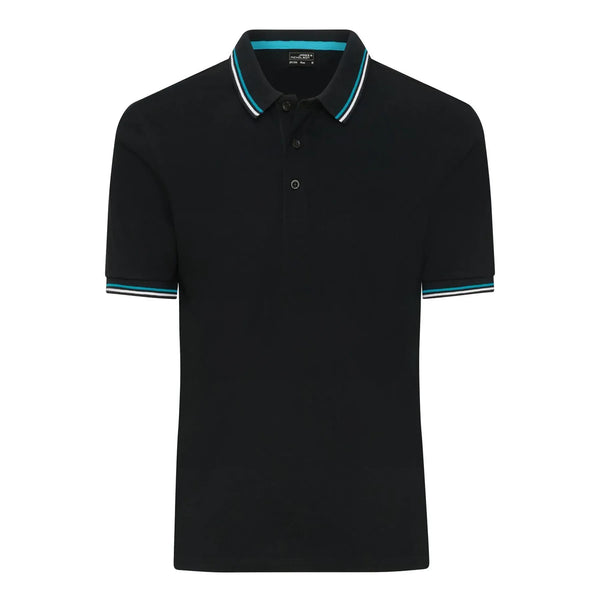 Polo Mens black/white/turquoise / S - personalizzabile con logo