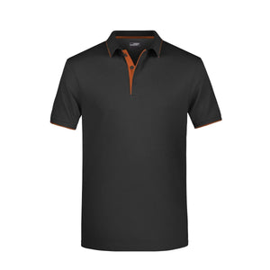 Polo Mens Stripe nero / S - personalizzabile con logo