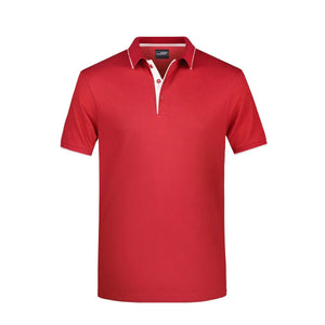 Polo Mens Stripe rosso / S - personalizzabile con logo