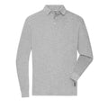 Polo Mens Workwear-maniche lunghe grey-heather / XS - personalizzabile con logo