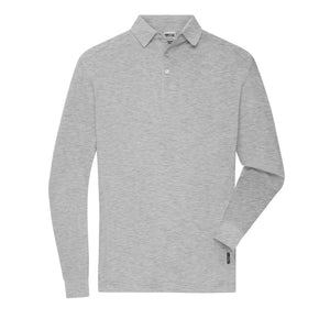 Polo Mens Workwear-maniche lunghe grey-heather / XS - personalizzabile con logo