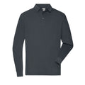 Polo Mens Workwear-maniche lunghe grigio / XS - personalizzabile con logo