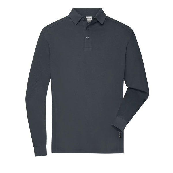 Polo Mens Workwear-maniche lunghe grigio / XS - personalizzabile con logo
