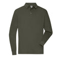 Polo Mens Workwear-maniche lunghe olive / XS - personalizzabile con logo