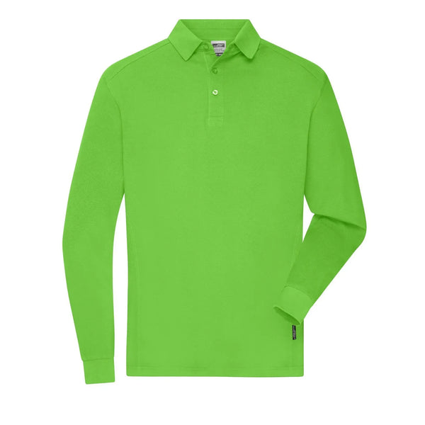 Polo Mens Workwear-maniche lunghe verde / XS - personalizzabile con logo