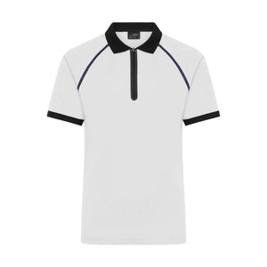 Polo Mens Zip bianco / S - personalizzabile con logo