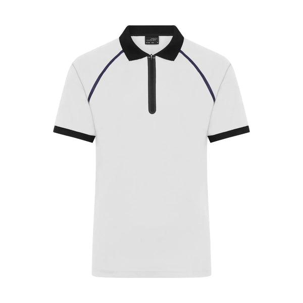 Polo Mens Zip bianco / S - personalizzabile con logo