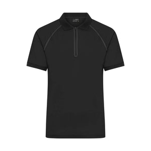 Polo Mens Zip nero / S - personalizzabile con logo