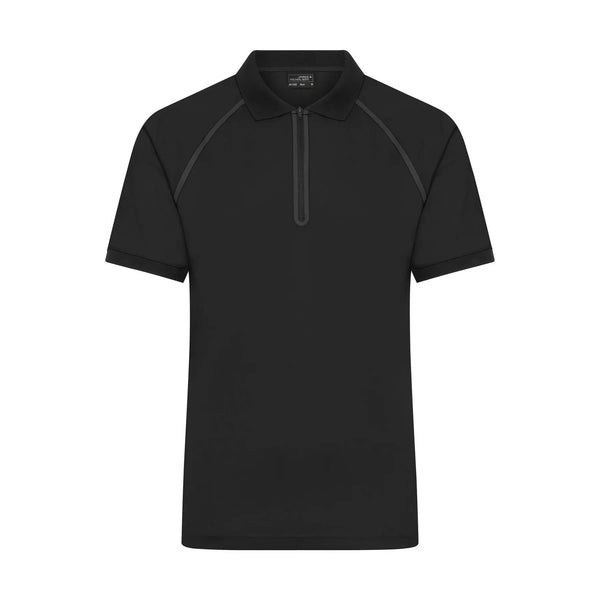 Polo Mens Zip nero / S - personalizzabile con logo