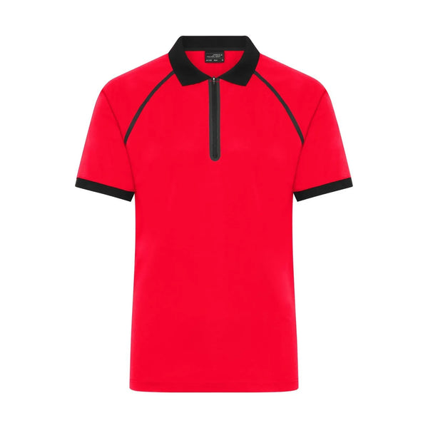 Polo Mens Zip rosso / S - personalizzabile con logo