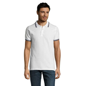 Polo Pasadena  Uomo 200 Bianco/Navy / S - personalizzabile con logo