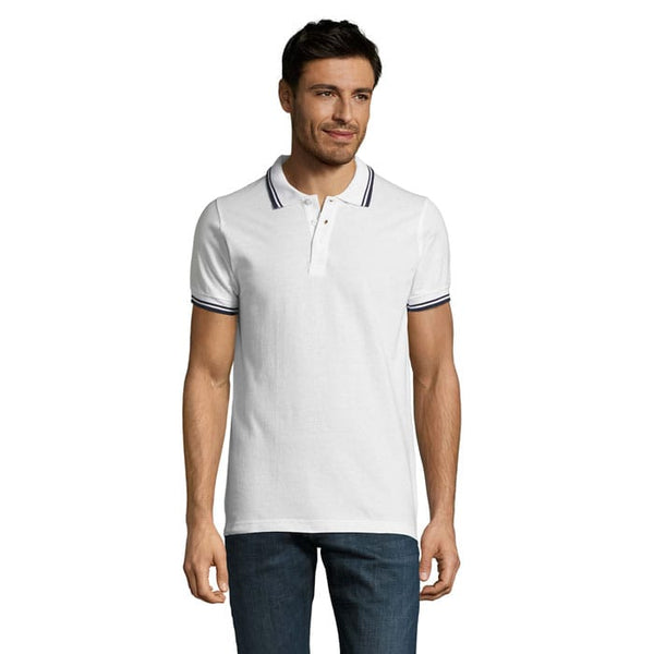 Polo Pasadena  Uomo 200 Bianco/Navy / S - personalizzabile con logo