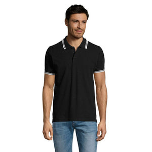 Polo Pasadena  Uomo 200 Nero/Bianco / S - personalizzabile con logo