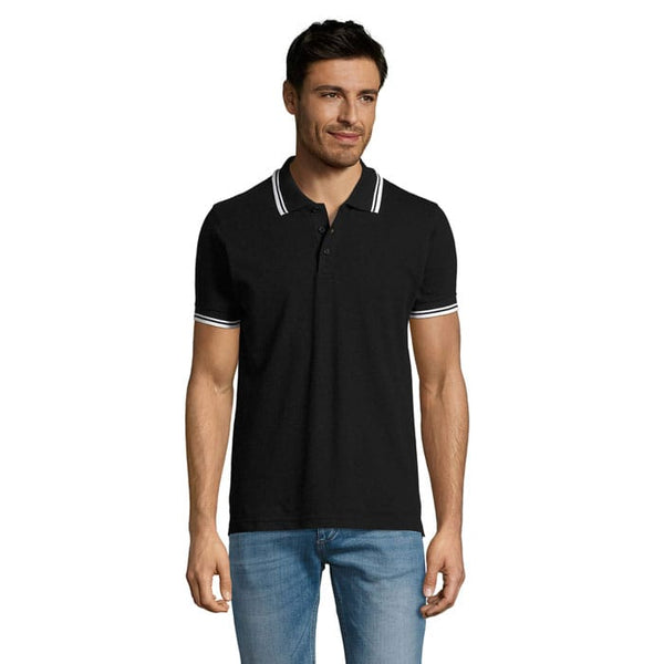 Polo Pasadena  Uomo 200 Nero/Bianco / S - personalizzabile con logo