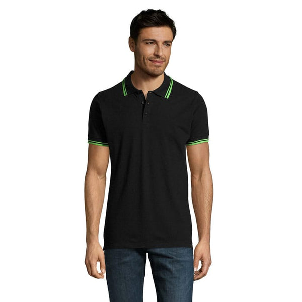 Polo Pasadena  Uomo 200 Nero/Lime / S - personalizzabile con logo