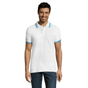 Polo Pasadena  Uomo 200 White/Aqua / S - personalizzabile con logo