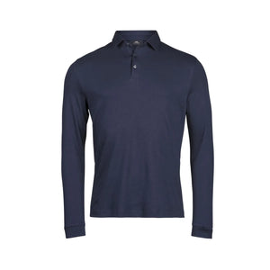 Polo Pima Cotton Long Sleeve blu / S - personalizzabile con logo