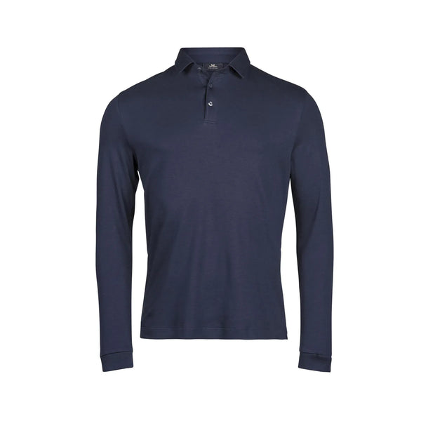 Polo Pima Cotton Long Sleeve blu / S - personalizzabile con logo