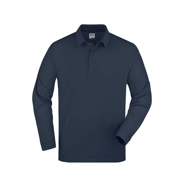 Polo Piqué Long-sleeved blu / S - personalizzabile con logo