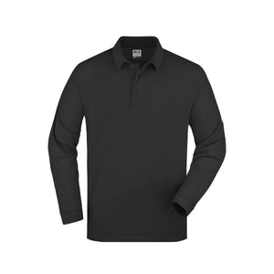 Polo Piqué Long-sleeved nero / S - personalizzabile con logo