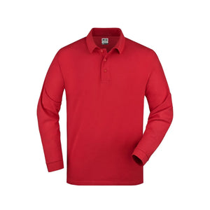 Polo Piqué Long-sleeved rosso / S - personalizzabile con logo
