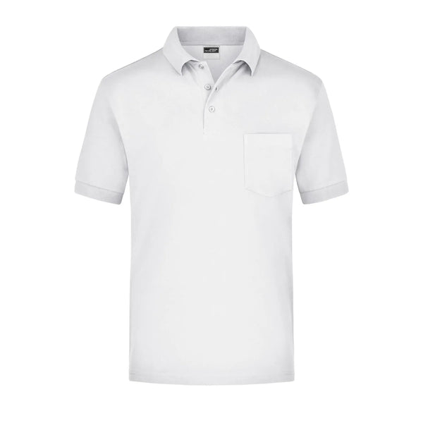 Polo Piqué Pocket bianco / S - personalizzabile con logo