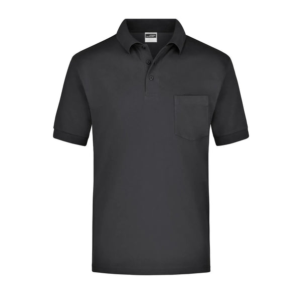 Polo Piqué Pocket nero / S - personalizzabile con logo