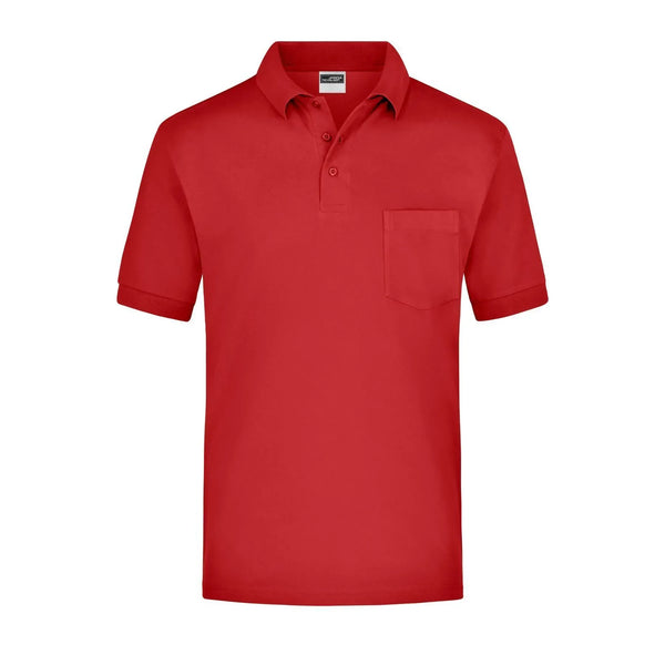 Polo Piqué Pocket rosso / S - personalizzabile con logo