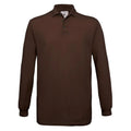 Polo Safran Manica Lunga marrone / S - personalizzabile con logo