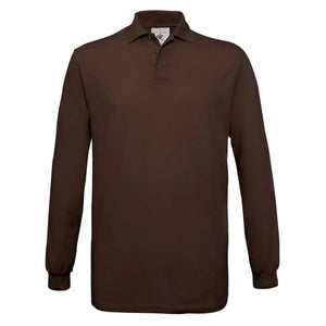 Polo Safran Manica Lunga marrone / S - personalizzabile con logo