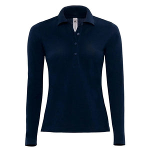 Polo Safran Pure Manica Lunga Donna blu / XS - personalizzabile con logo