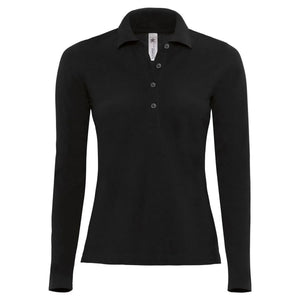 Polo Safran Pure Manica Lunga Donna nero / XS - personalizzabile con logo