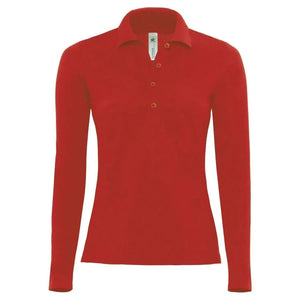 Polo Safran Pure Manica Lunga Donna rosso / XS - personalizzabile con logo