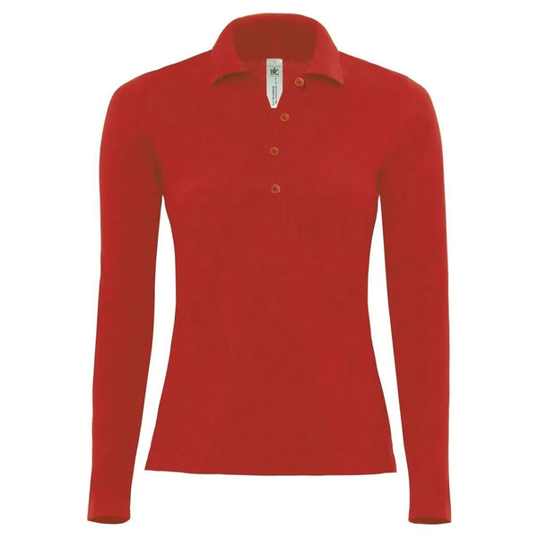 Polo Safran Pure Manica Lunga Donna rosso / XS - personalizzabile con logo