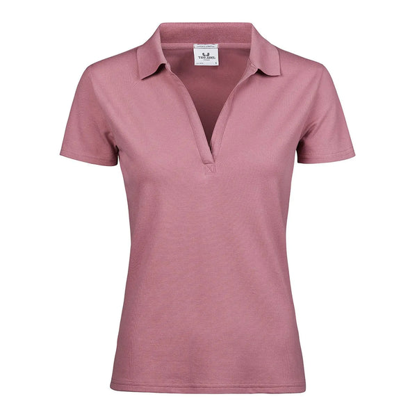 Polo Women Luxury Stretch V rosa / S - personalizzabile con logo