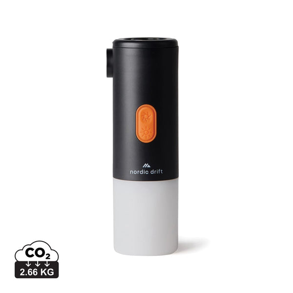 Pompa e luce da campeggio portatile Nordic Drift Titan nero - personalizzabile con logo