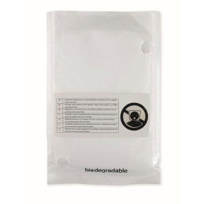 Poncho biodegradabile in bustina biodegradabile trasparente - personalizzabile con logo