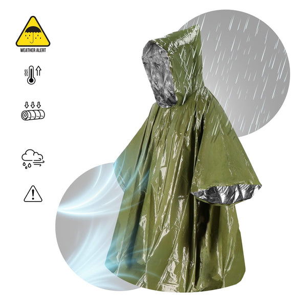 Poncho termico 2 in 1 per la sopravvivenza all'aperto - personalizzabile con logo