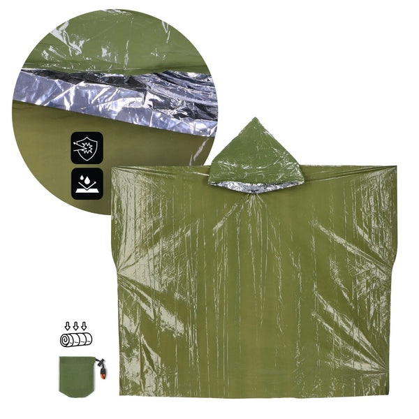 Poncho termico 2 in 1 per la sopravvivenza all'aperto - personalizzabile con logo
