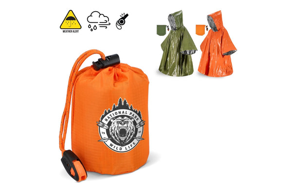 Poncho termico 2 in 1 per la sopravvivenza all'aperto - personalizzabile con logo
